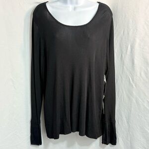 Sheer Y2K Designer Tamotsu New York Black Knit Top NWT 2X
